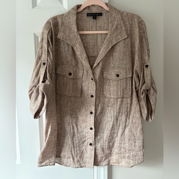Lafayette 148 Button Up Linen Blouse - Picture 2 of 10